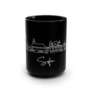 Sofia City Skyline Bulgaria Black Mug 15oz Ceramic