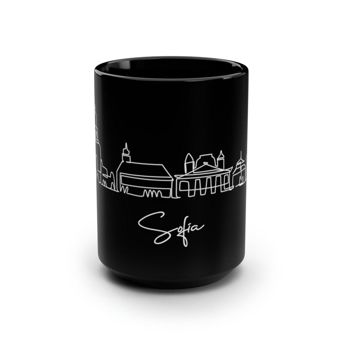 Sofia City Skyline Bulgaria Black Mug 15oz Ceramic