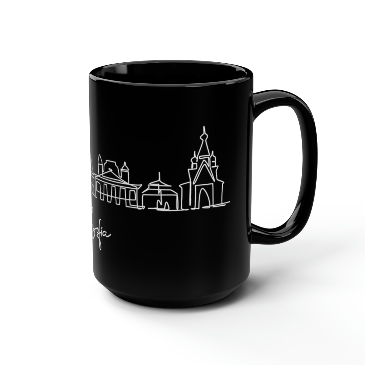 Sofia City Skyline Bulgaria Black Mug 15oz Ceramic - Image 5