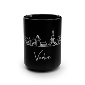 Vaduz City Skyline Black Mug 15oz Ceramic
