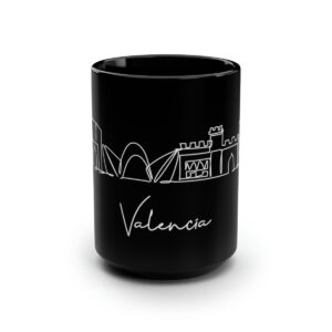 Valencia City Skyline Black Mug 15oz Ceramic