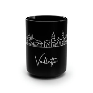 Valletta City Skyline Malta Black Mug 15oz Ceramic