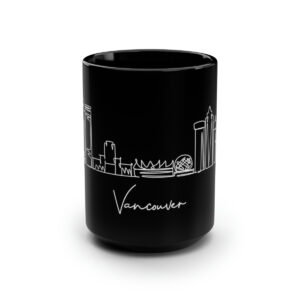 Vancouver City Skyline Black Mug 15oz Ceramic