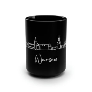 Warsaw City Skyline Poland Black Mug 15oz Ceramic