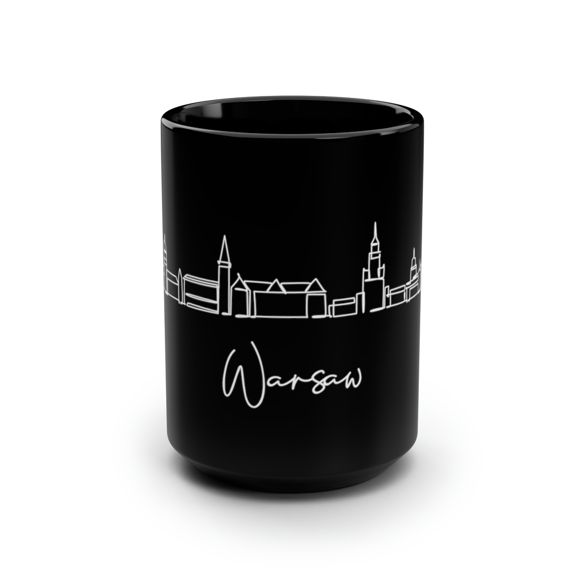 Warsaw City Skyline Poland Black Mug 15oz Ceramic