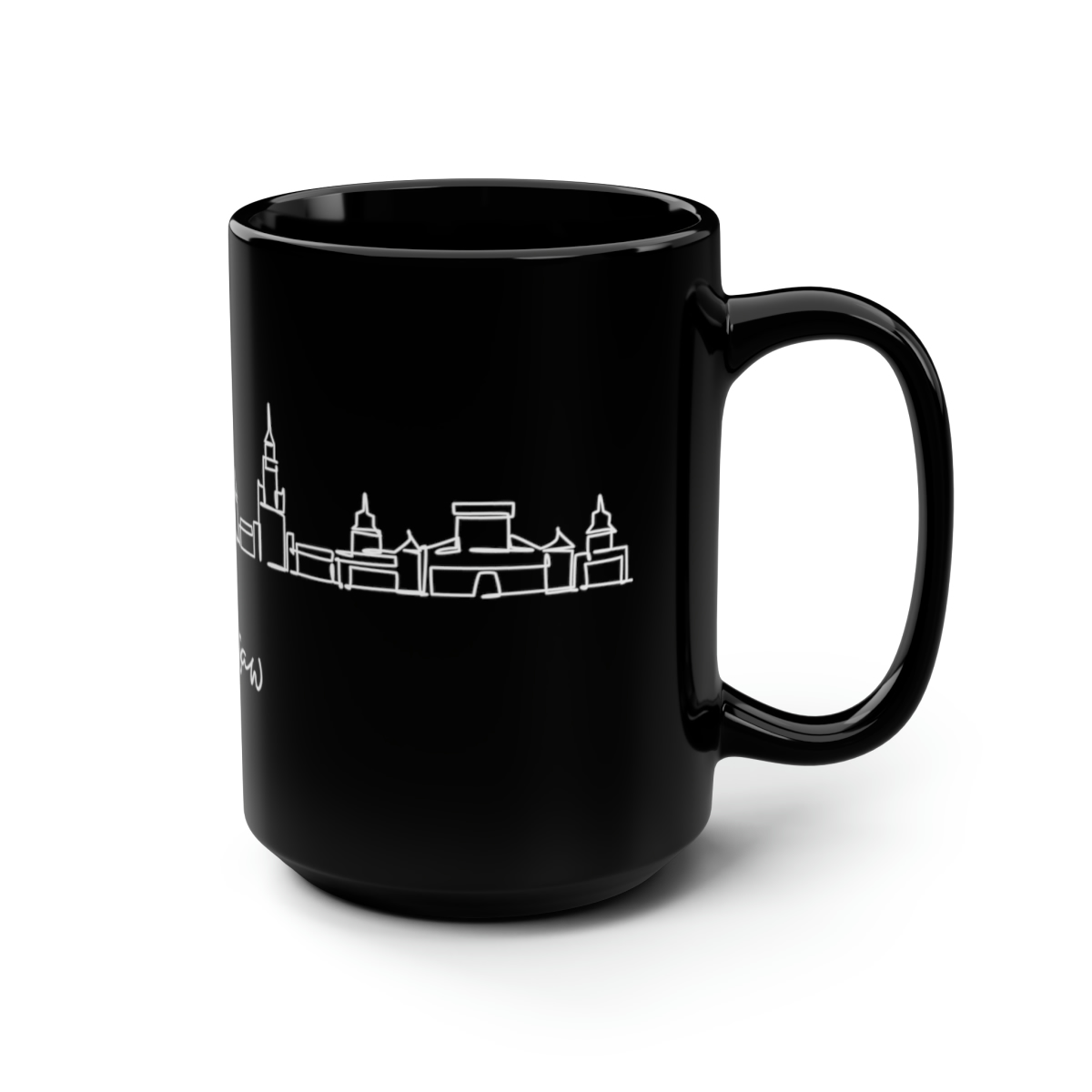 Warsaw City Skyline Poland Black Mug 15oz Ceramic - Image 2