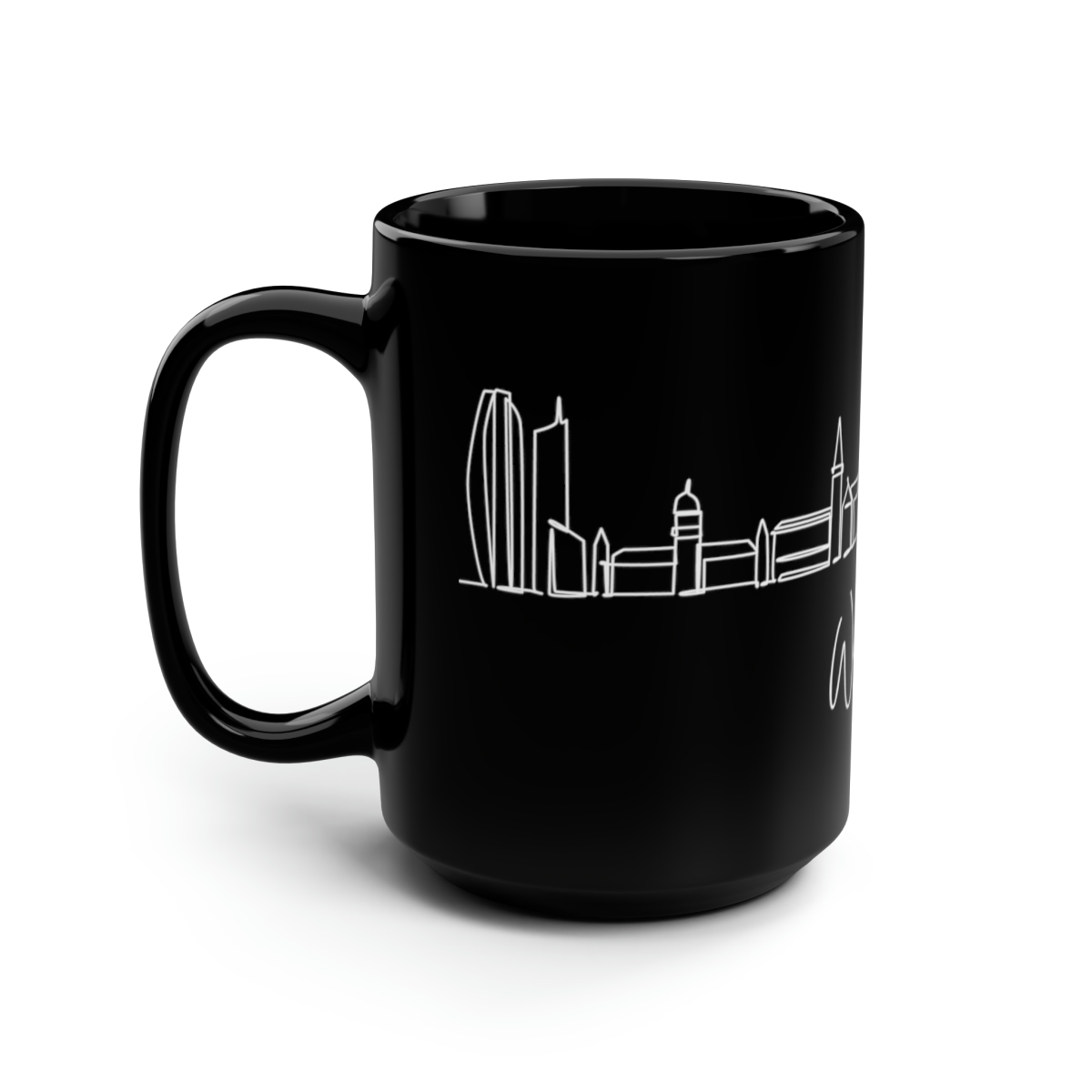 Warsaw City Skyline Poland Black Mug 15oz Ceramic - Image 4