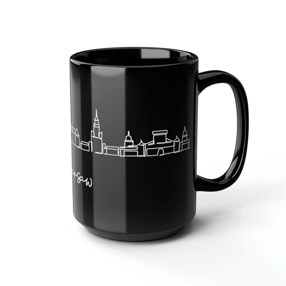 Warsaw City Skyline Poland Black Mug 15oz Ceramic - Image 6