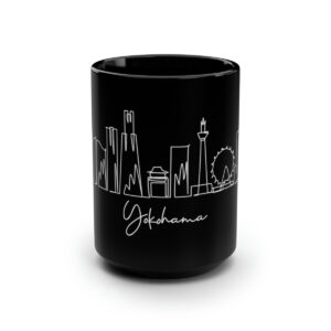 Yokohama City Skyline Japan Black Mug 15oz Ceramic