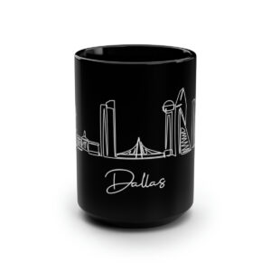 Dallas City Skyline Black Mug 15oz Ceramic