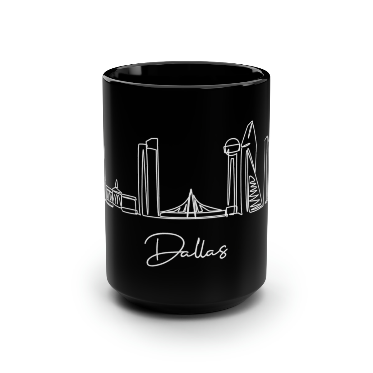Dallas City Skyline Black Mug 15oz Ceramic