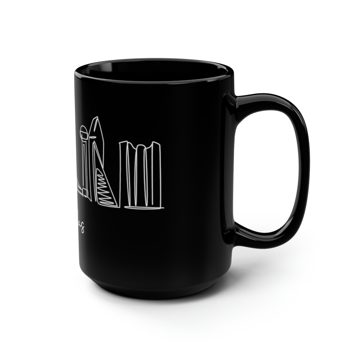 Dallas City Skyline Black Mug 15oz Ceramic - Image 2
