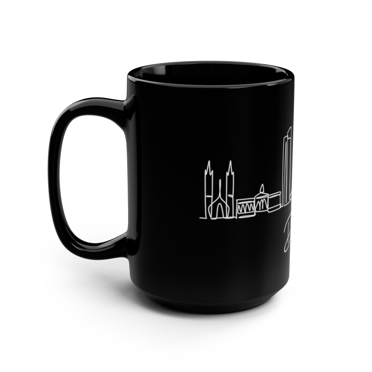 Dallas City Skyline Black Mug 15oz Ceramic - Image 4