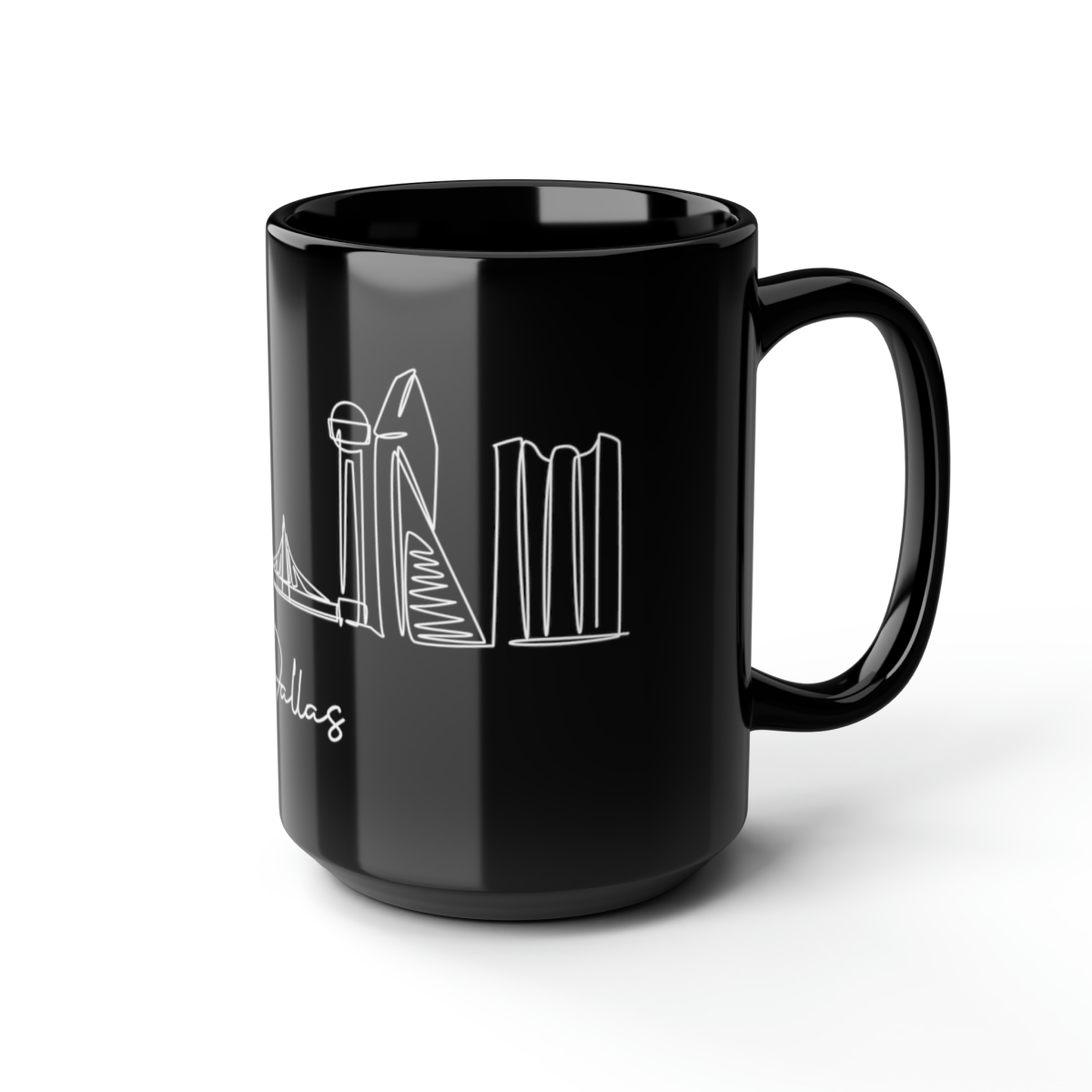 Dallas City Skyline Black Mug 15oz Ceramic - Image 6