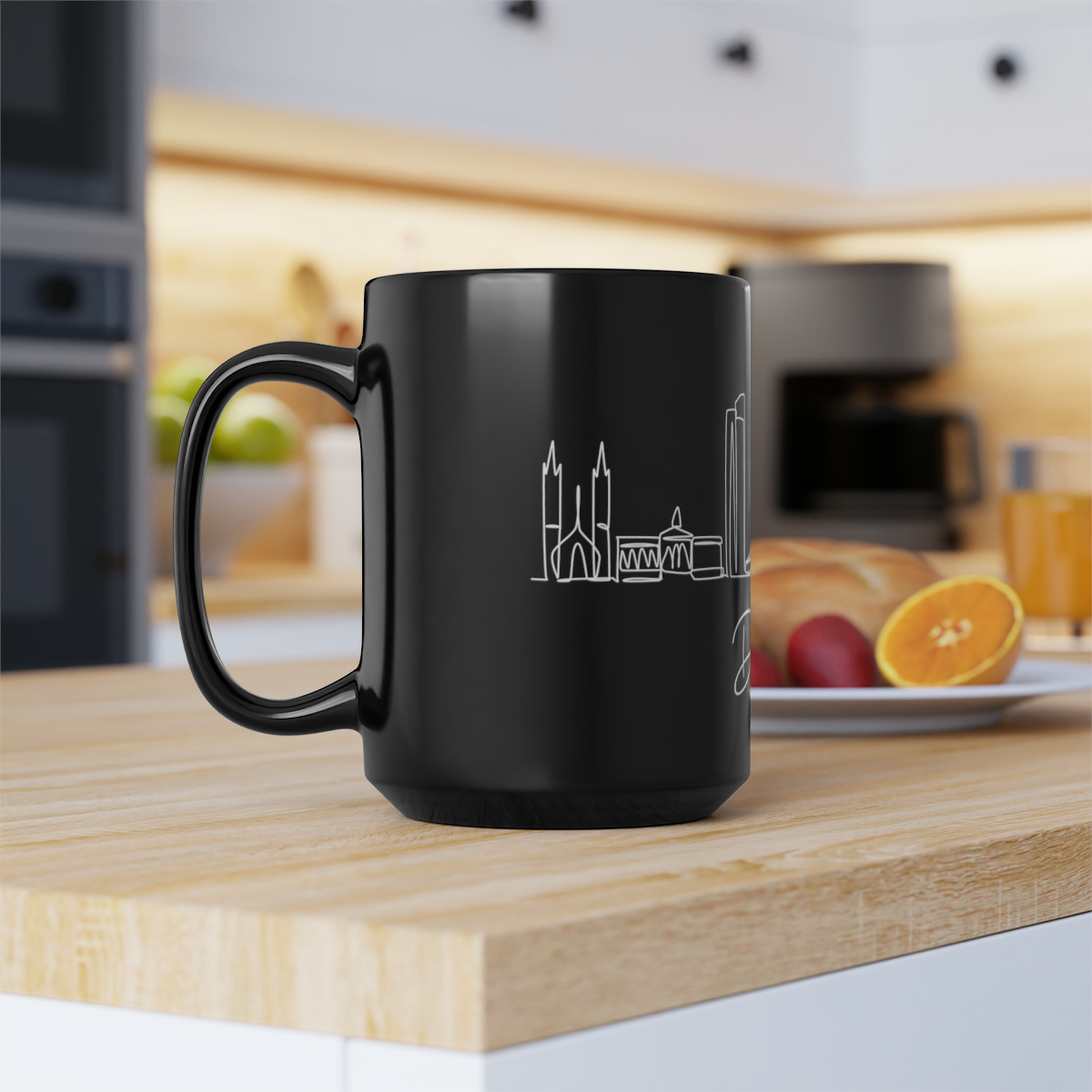 Dallas City Skyline Black Mug 15oz Ceramic - Image 8