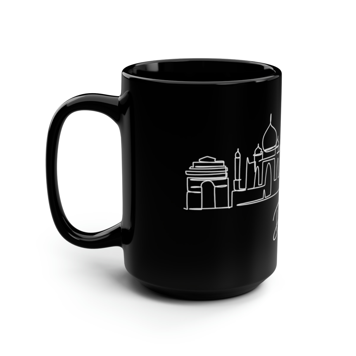 Delhi City Skyline India Black Mug 15oz Ceramic - Image 4