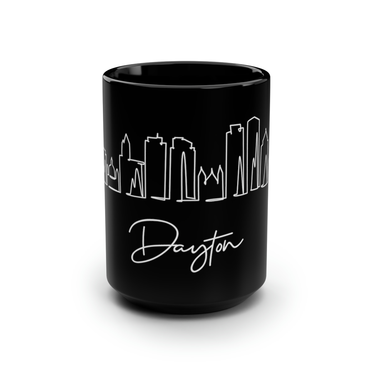Dayton City Skyline Black Mug 15oz Ceramic