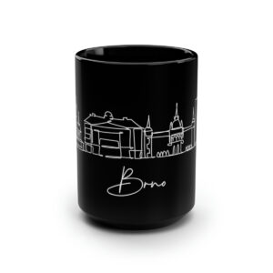 Brno City Skyline Czech Republic Black Mug 15oz Ceramic
