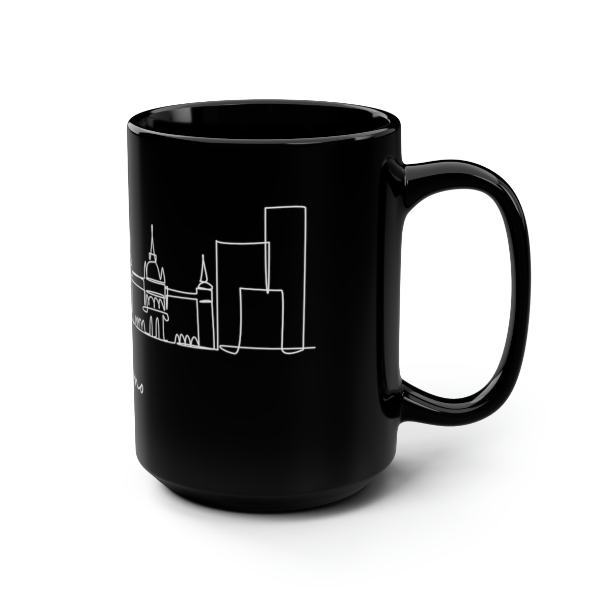 Brno City Skyline Czech Republic Black Mug 15oz Ceramic - Image 2