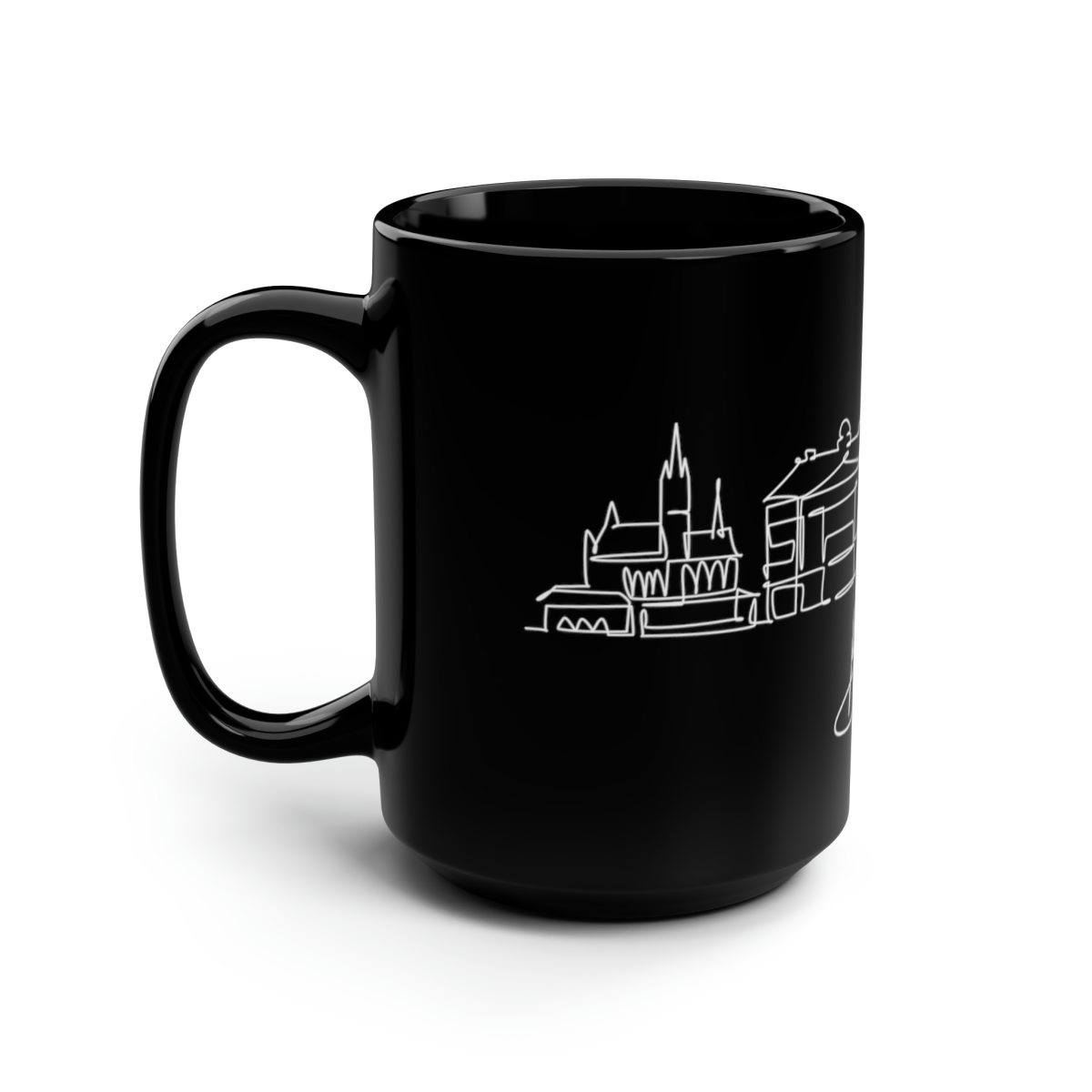 Brno City Skyline Czech Republic Black Mug 15oz Ceramic - Image 4