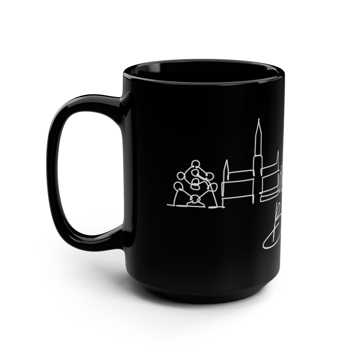 Brussels City Skyline Belgium Black Mug 15oz Ceramic - Image 4