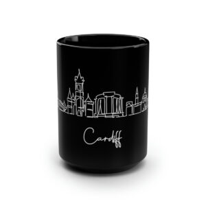Cardiff City Skyline Wales Black Mug 15oz Ceramic