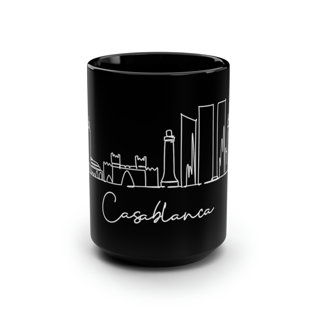 Casablanca City Skyline Black Mug 15oz Ceramic