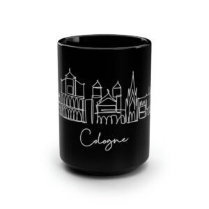 Cologne City Skyline Black Mug 15oz Ceramic