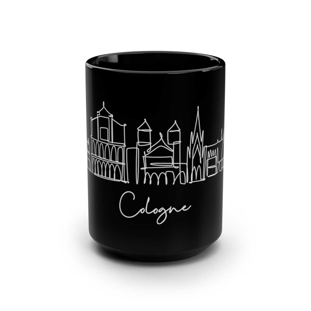 Cologne City Skyline Black Mug 15oz Ceramic