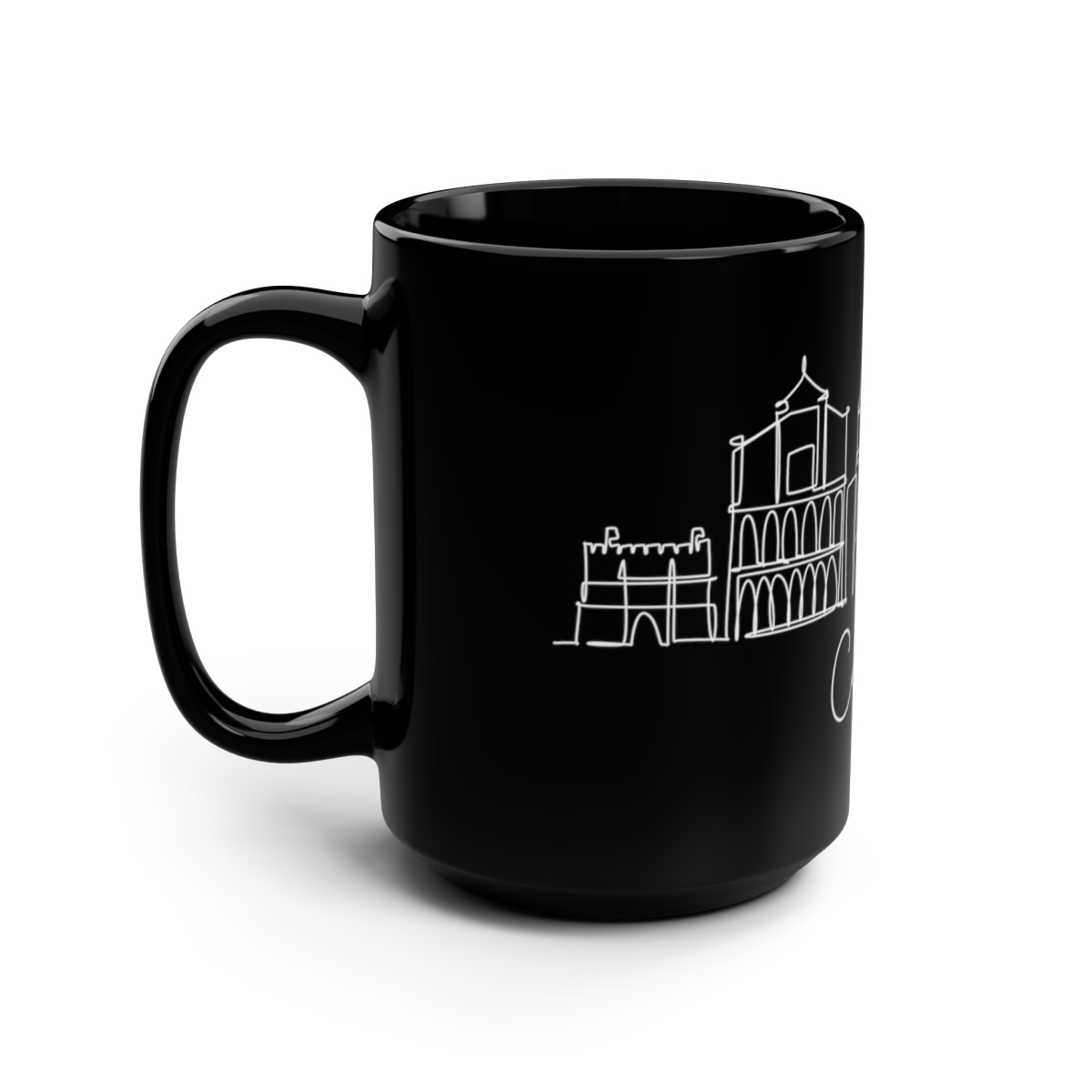 Cologne City Skyline Black Mug 15oz Ceramic - Image 4