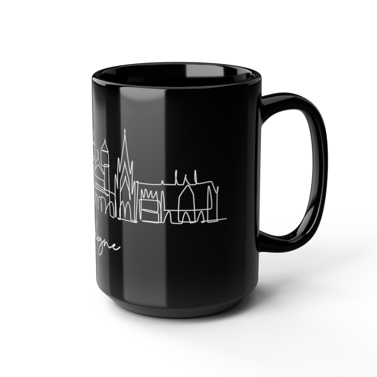 Cologne City Skyline Black Mug 15oz Ceramic - Image 6