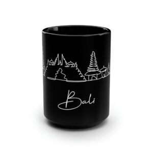 Bali City Skyline Black Mug 15oz Ceramic