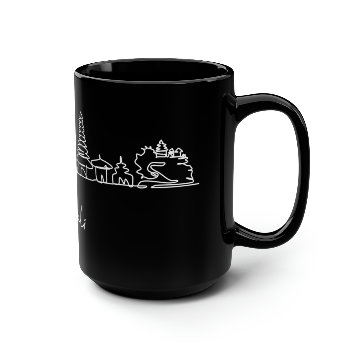 Bali City Skyline Black Mug 15oz Ceramic - Image 2