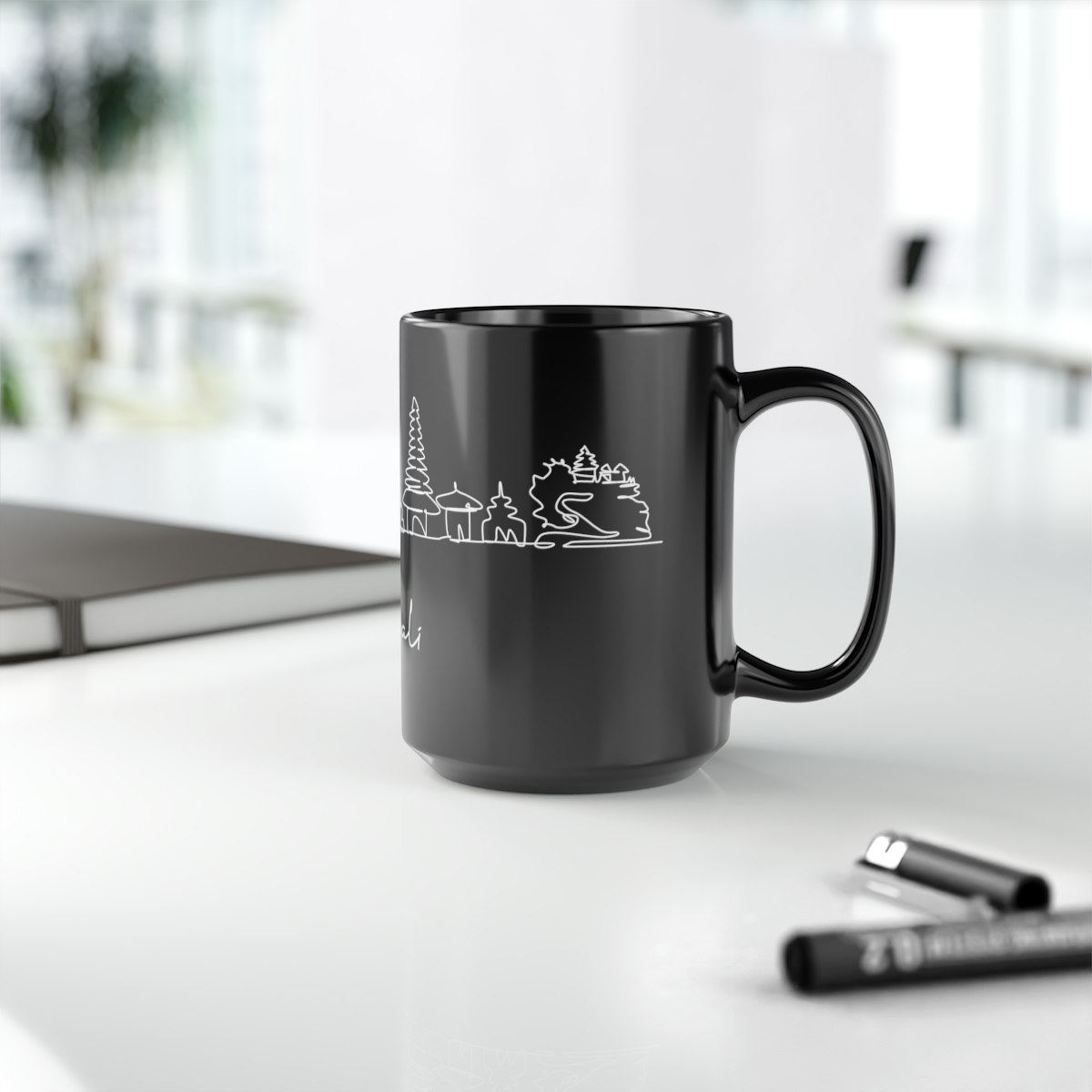 Bali City Skyline Black Mug 15oz Ceramic - Image 9