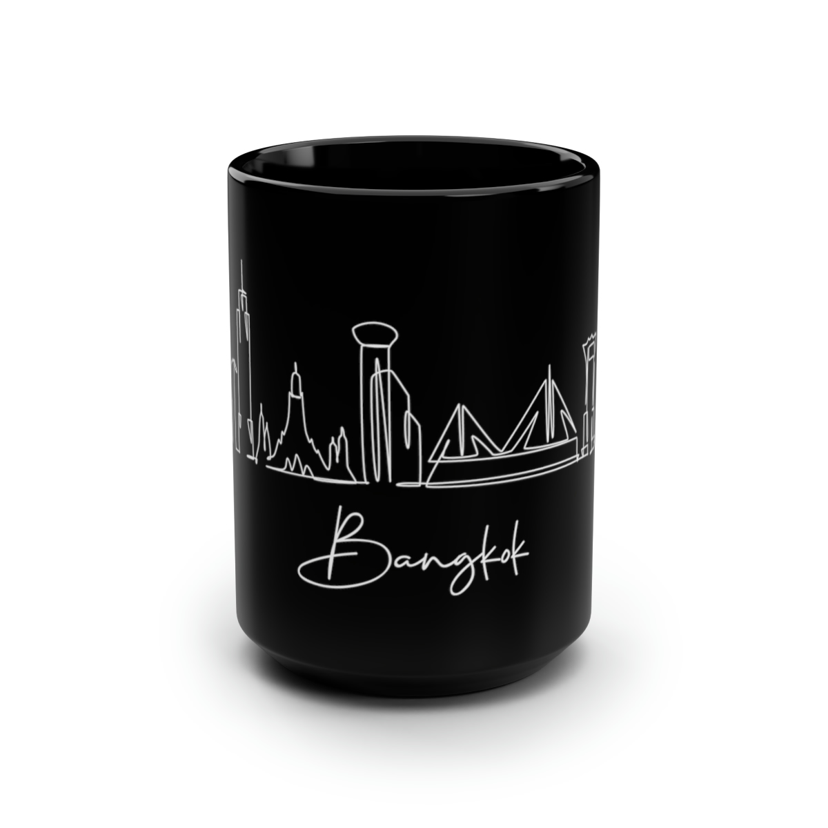 Bangkok City Skyline Black Mug 15oz Ceramic