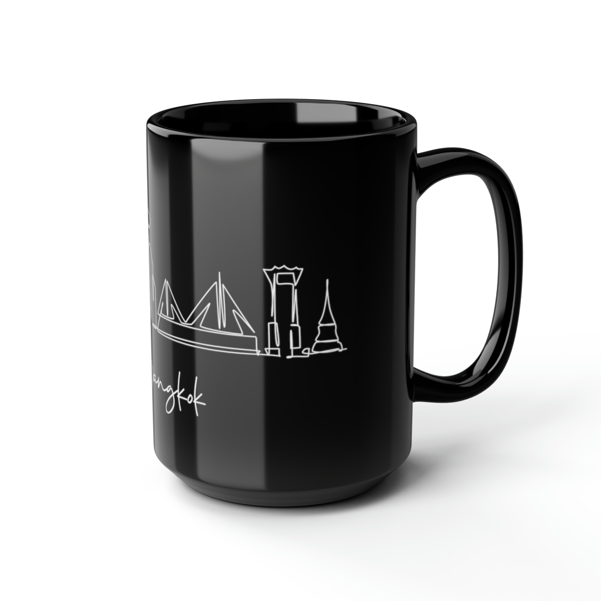 Bangkok City Skyline Black Mug 15oz Ceramic - Image 6