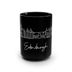 Edinburgh City Skyline Scotland Black Mug 15oz Ceramic