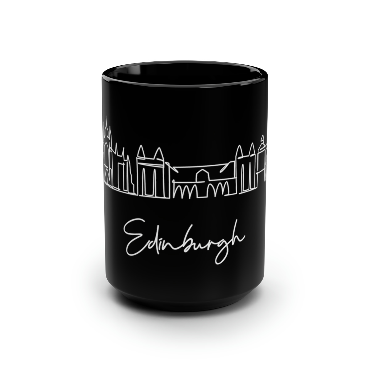 Edinburgh City Skyline Scotland Black Mug 15oz Ceramic