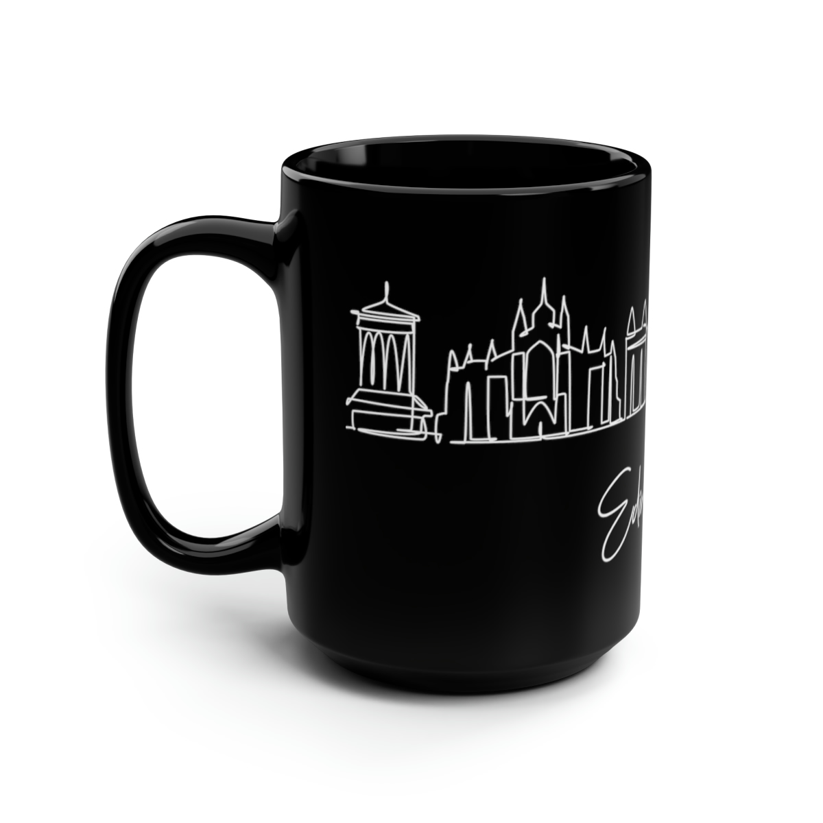 Edinburgh City Skyline Scotland Black Mug 15oz Ceramic - Image 4