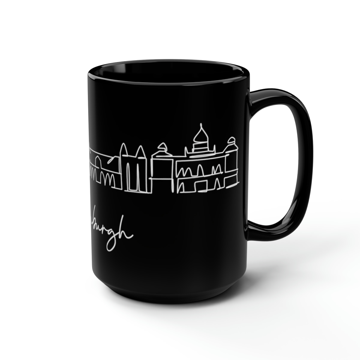Edinburgh City Skyline Scotland Black Mug 15oz Ceramic - Image 5