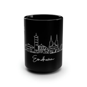 Eindhoven City Skyline Black Mug 15oz Ceramic