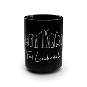 Fort Lauderdale City Skyline 1 Black Mug 15oz Ceramic