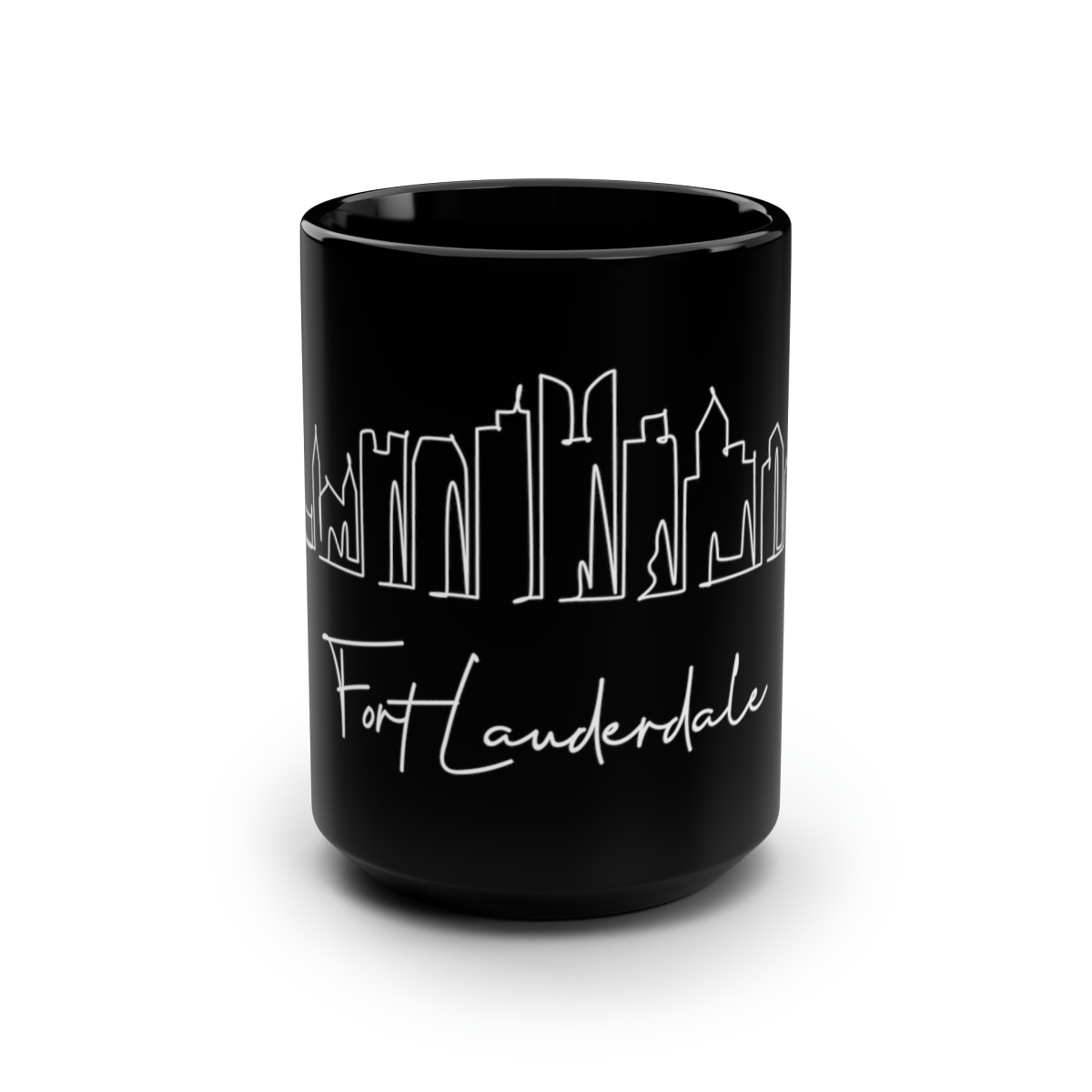 Fort Lauderdale City Skyline 1 Black Mug 15oz Ceramic