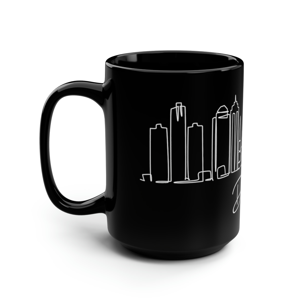 Detroit City Skyline Black Mug 15oz Ceramic - Image 4