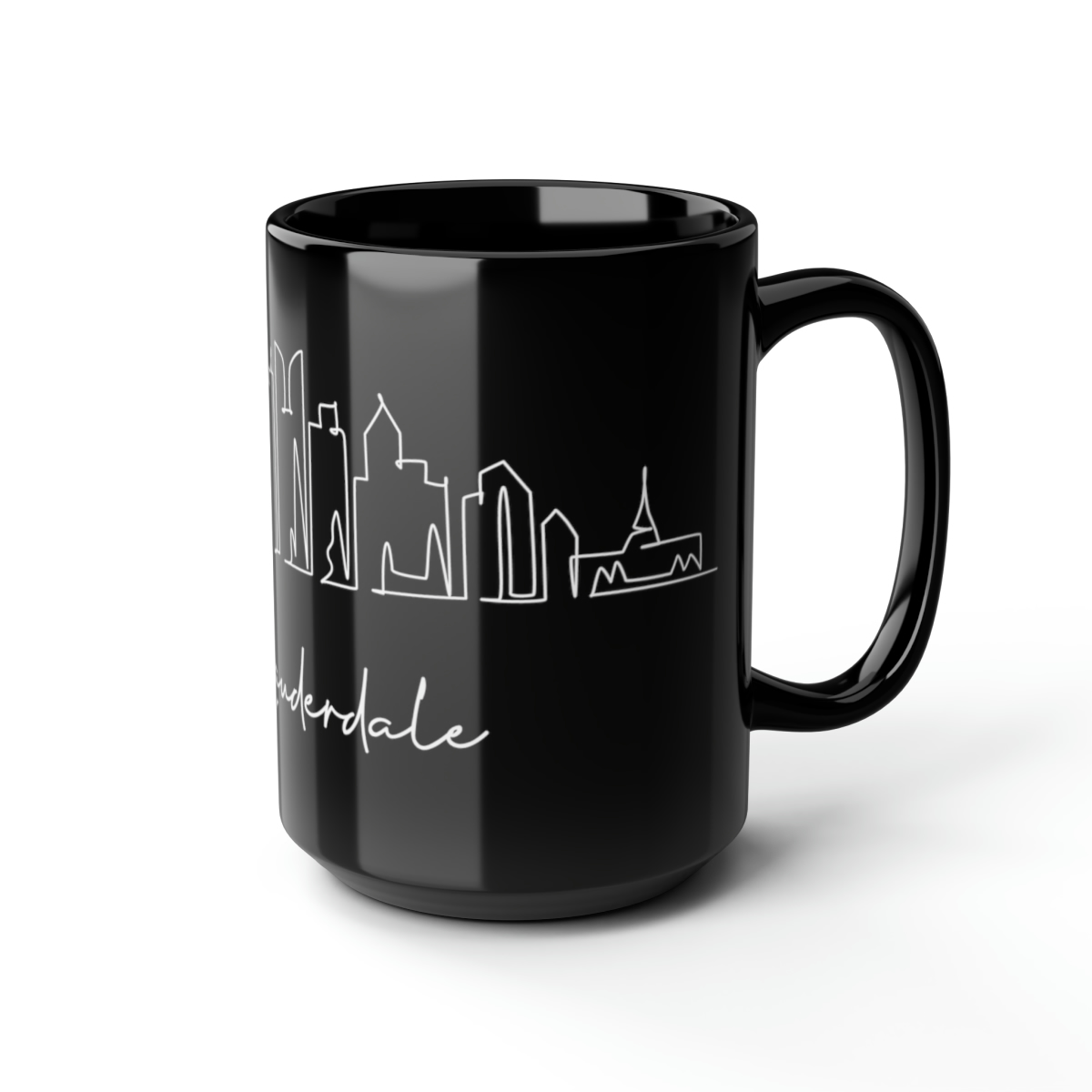 Fort Lauderdale City Skyline 1 Black Mug 15oz Ceramic - Image 6