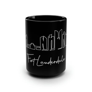Fort Lauderdale City Skyline 2 Black Mug 15oz Ceramic