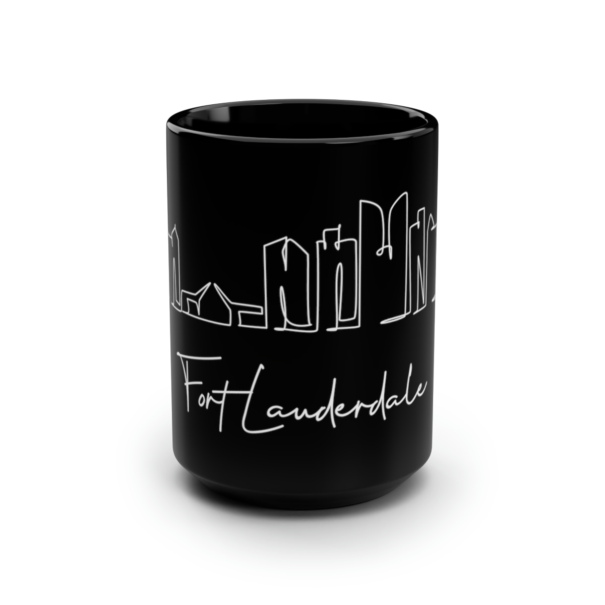 Fort Lauderdale City Skyline 2 Black Mug 15oz Ceramic