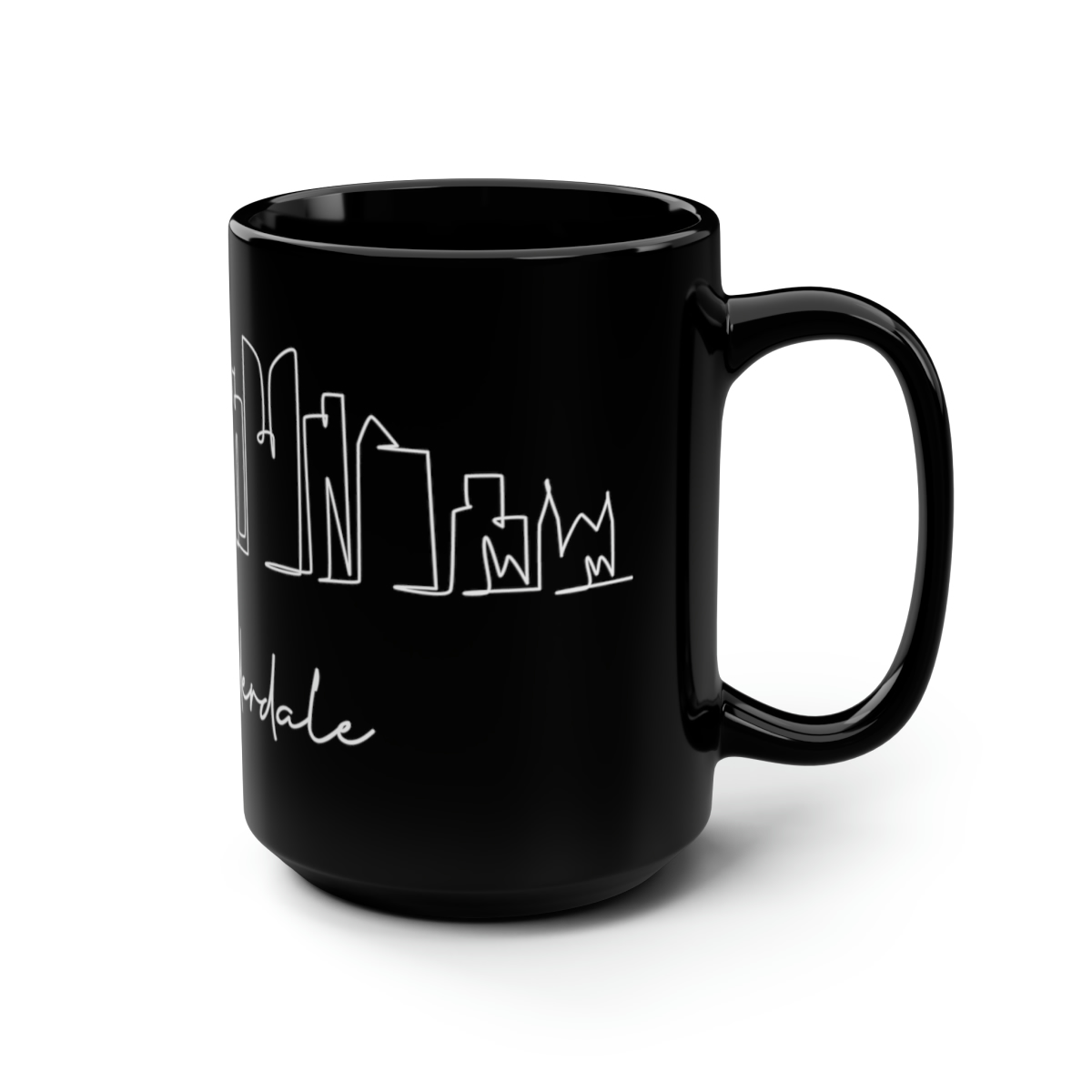 Fort Lauderdale City Skyline 2 Black Mug 15oz Ceramic - Image 2