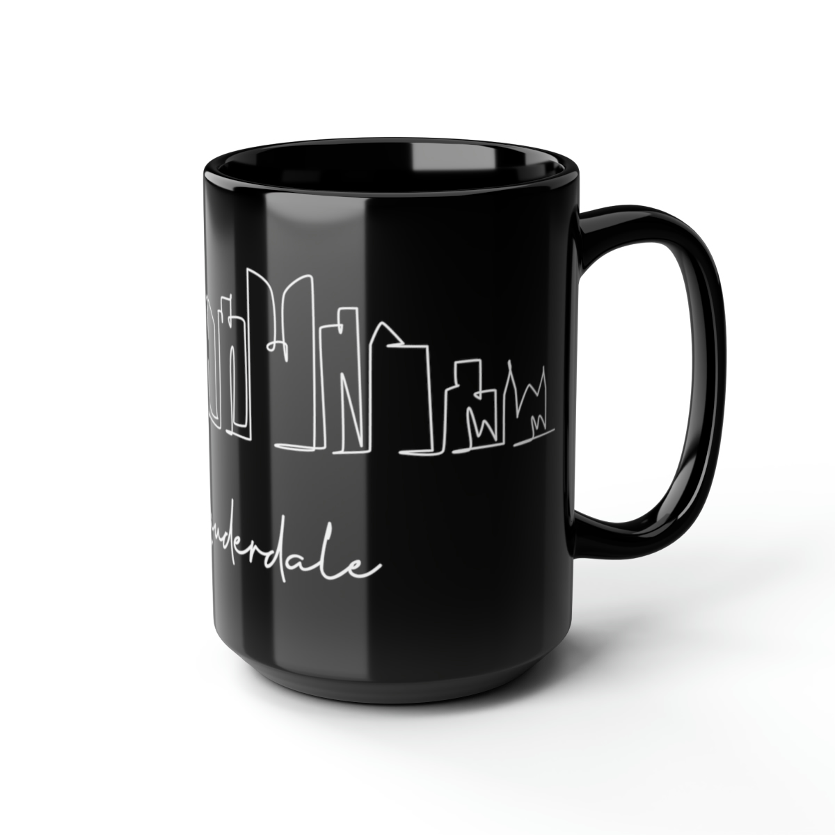 Fort Lauderdale City Skyline 2 Black Mug 15oz Ceramic - Image 6
