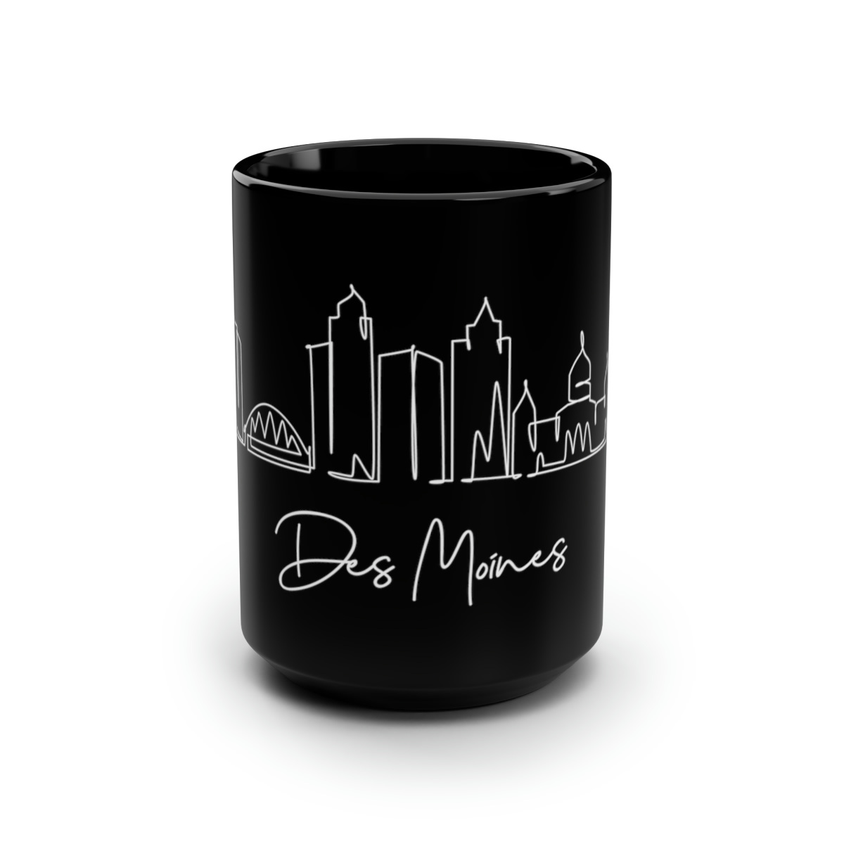 Des Moines City Skyline Black Mug 15oz Ceramic